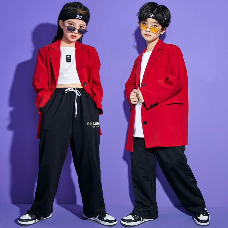 Children's performance costumes hip-hop style hip-hop suit boys tide brand small suits children's clothing girls catwalk tide clothing spring and autumn tide