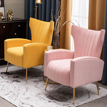  Nordic single sofa and chair Light luxury living room fabric sofa Bedroom leisure tiger chair Sofa Simple lazy sofa