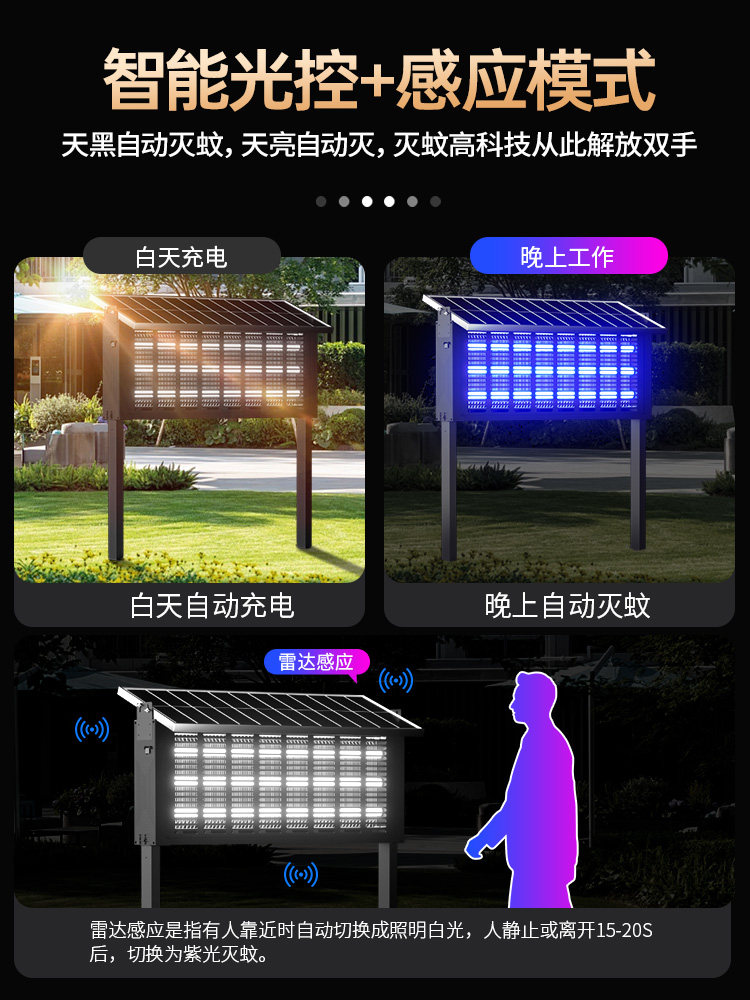 2025 New Solar Mosquito Killer Lamp with Radar Sensor for Outdoor Courtyard and Garden, Special Mosquito Repellent and Fly Killer Device