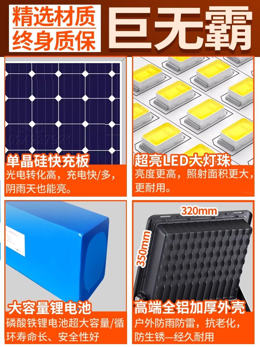 2025 New Solar Outdoor Light for Rural Household Use, Split-Type Balcony Super Bright High-Power Wall Light