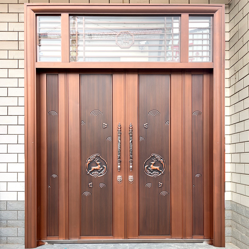 Cast Aluminum Gate Villa Gate Double Door Rural Self-Built House Entrance Doors Home Village Aluminum Alloy Copper Door in the door