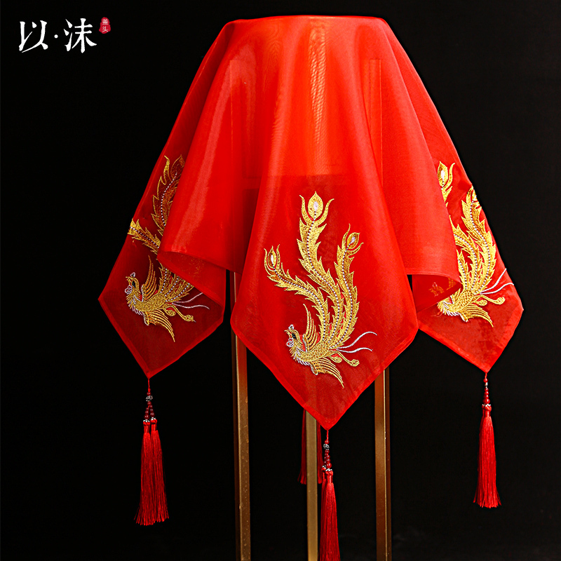 Bridal Red Veil 2026 Wedding Chinese Style Xiuhe New Model High-End Semi-Transparent Red Veil Ancient Style Tulle