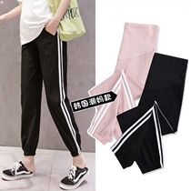 Pregnant womens sweatpants summer pants spring thin wear loose trousers spring and autumn belly anti mosquito pants wide legs
