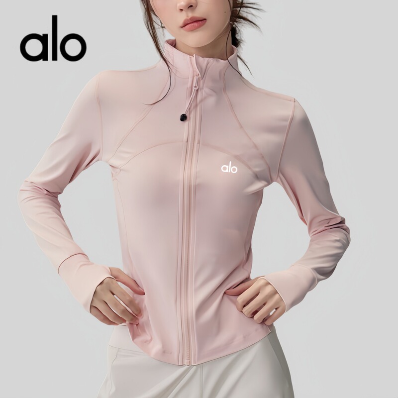 Aio Thin Yoga Jacket Running Training Quick-Drying Clothing Stand-Up Collar Slim Fit Zipper Style Sports Long Sleeves