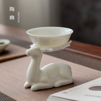 Tao You tea leak tea filter Creative ceramic filter Tea tea filter Kung Fu tea accessories Jade porcelain tea pet