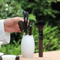 Tea Ceremony 6 Junzi tea making tool set White jade porcelain tea art Tea knife clip utensils 6 Junzi tea set accessories Daquan