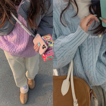 White water women v-neck twist sweater womens spring and autumn new Korean version loose soft waxy wear wild thickened pullover