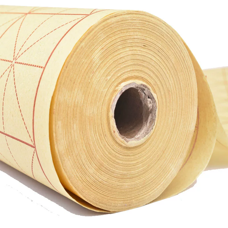 П thickened bristled paper with rice grid brush calligraphy practice paper, long rolled rice paper half-baked, easy to write, no ink