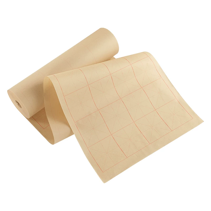 П thickened bristled paper with rice grid brush calligraphy practice paper, long rolled rice paper half-baked, easy to write, no ink