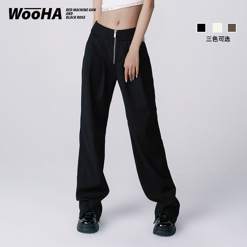 Woooha Wu Ha Early Summer New Black Handsome Suit Pants Straight Barrel Covets Slim Loose 100 Hitch Casual Pants Woman