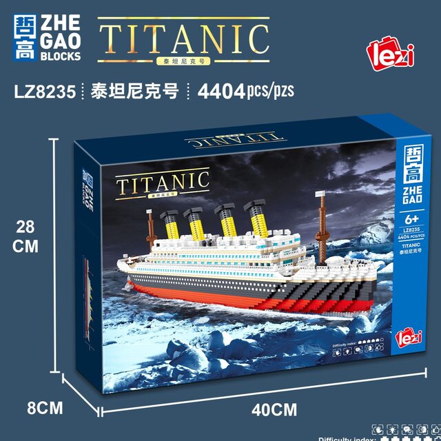 Lz8235 High-End Titanic Building Blocks Large Ship Educational Toy Construction Children's Gift