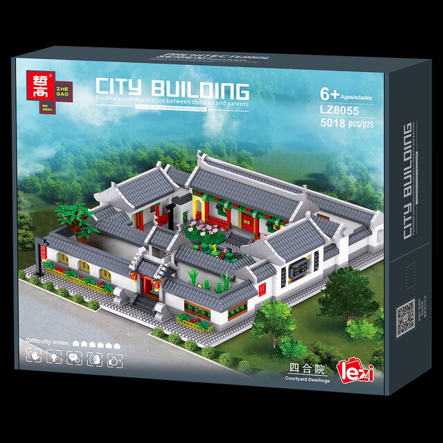 Chinese-Style Architecture Street Scene Beijing Courtyard Building Blocks Assembly Educational Children's Toys Gifts for Boys