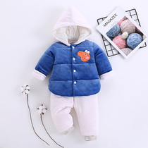 Baby cotton-padded clothes two-piece cotton-padded jacket for men and women thickened warm 1-year-old hooded cardigan baby clothes