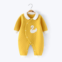 Baby jumpsuit cotton warm thickened spring and autumn baby ha clothes climbing clothes pajamas newborn clothes