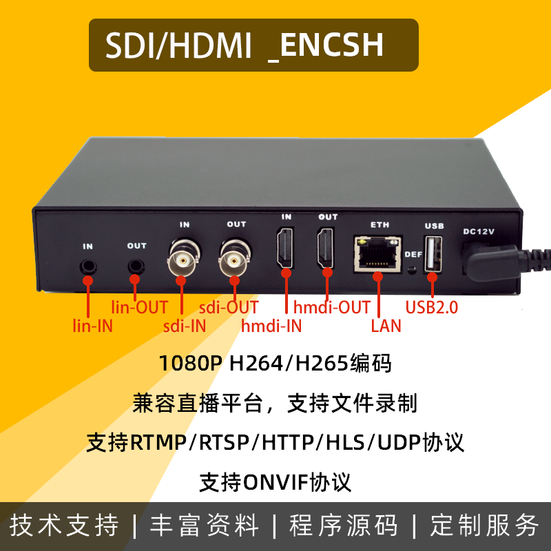 H.265 SDI HDMI Codec HD 4K SRT Live Streaming NDI Hikvision ONVIF Recording