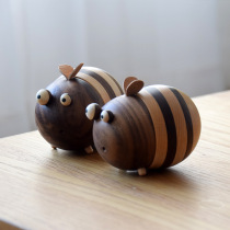 Bee Toothpick Box Home Desktop Solid Wood Toothpick Box Creative Cute Decoration Ornament Jar Gift