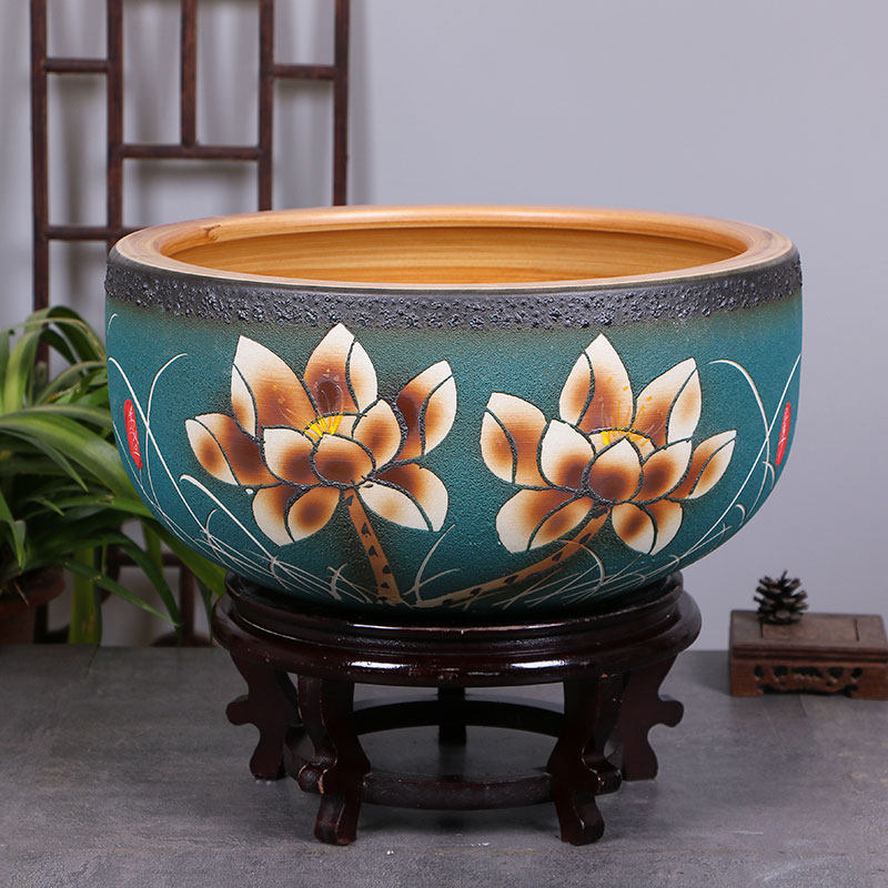 景德镇陶瓷金鱼鉢 景德镇陶瓷金鱼缸：阳台、办公室、客厅的完美装饰，让你的生活美如画