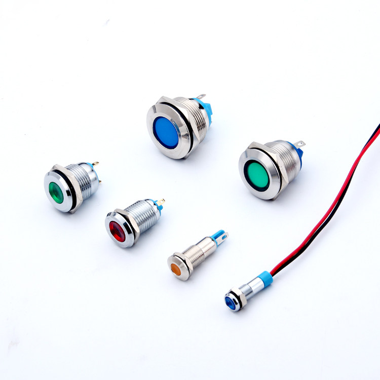 Metal LED Indicator Single Color Bicolor Color 6 8 12 16 19 22MMv Red Green Yellow Waterproof Signal Lamp