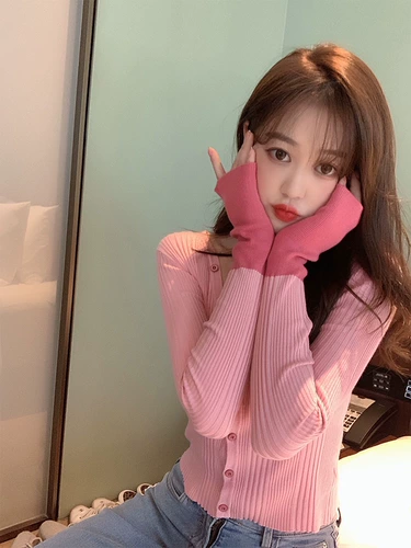 Осенняя тонкая накидка, кардиган, короткий трикотажный лонгслив