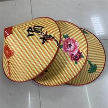 Rain-proof straw hats plastic bucket hats idyllic outdoor Farmers pick tea flower cloth bucket hats dance props straw hats