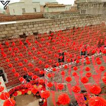 Small red flag ribbon outdoor yard color flag triangle string flag decoration wedding layout courtyard wedding supplies