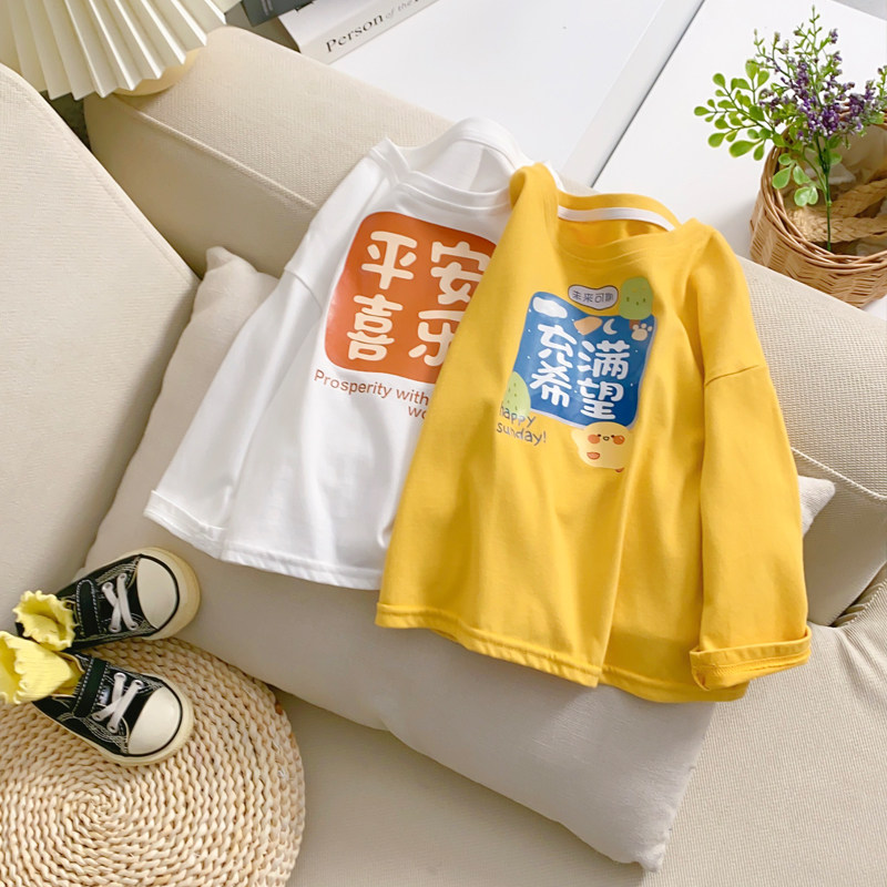 Girl's spring clothing 2022 new small children T-shirt female baby foreign pie in undershirt white long sleeve T-blouse
