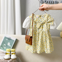 Girls summer flower dress 2021 new small children Foreign style short sleeve skirt female baby Summer princess dress