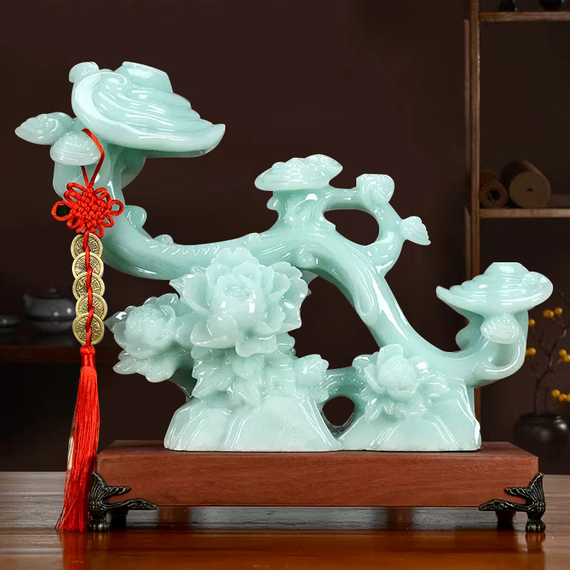 Jade Ruyi Pendulum Piece Auspicious Essence Handicraft Home Living Room Coalesque Office Opening Gift Elders Birthday Birthday-Taobao