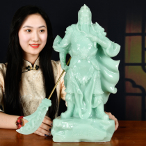 Guan Gong statue Jade ornament Wu God of wealth crafts Home living room Wine cabinet Office lucky shop opening gift