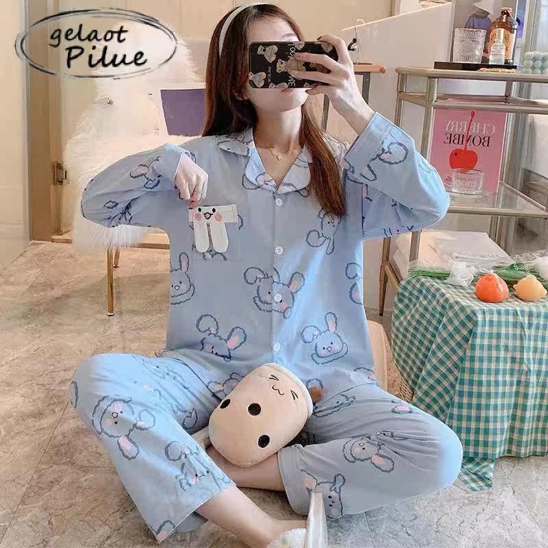 Japanese GP pajamas women's 2022 spring and autumn new cotton long-sleeved cute rabbit cardigan home service