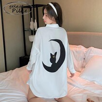 Japan GP2022 new sleepwear womens spring fall Ice Shot thin Genuine Silk Shirt Sleeping in summer