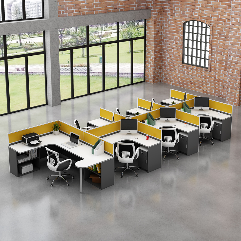 Staff desk 5-person staff table modern screen card seat office desk and chair combination 4-person table with supervisor
