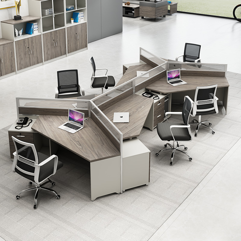 Shenzhen office furniture desk and chair combination simple and modern 6-person staff desk 3-screen table partition