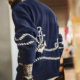 Madden workwear American casual navy blue pullover sweater with knitted outer velvet jacket for men in autumn and winter