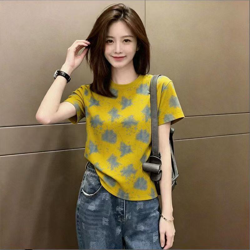 Women's Short-Sleeved T-Shirt, New Summer Style, Slimming, Guangzhou Bai Ma Sha He Thirteen Rows, Popular in Putian, Age-Reducing Top Women's Short-Sleeved T-Shirt, New Summer Style, Slimming, Guangzhou Bai Ma Sha He Thirteen Rows, Popular in Putian, Age-Reducing Top
