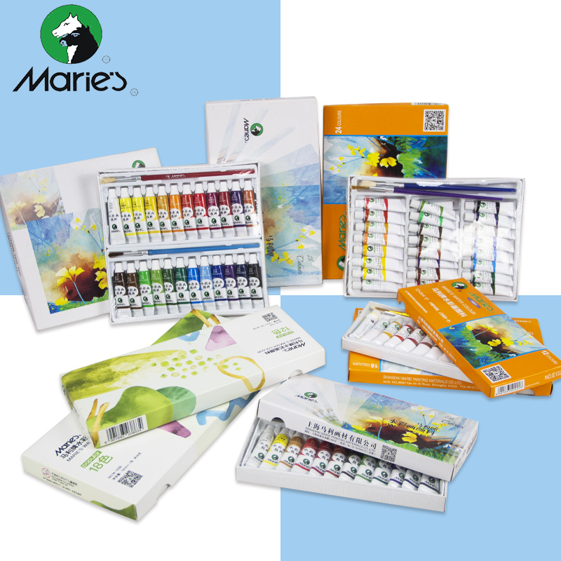 Pop Official Marley Watercolor Pigment Set 12 color 18 color 24 color 36 color beginners students paint painting pigments special children color painting Malley watercolor painting pigment