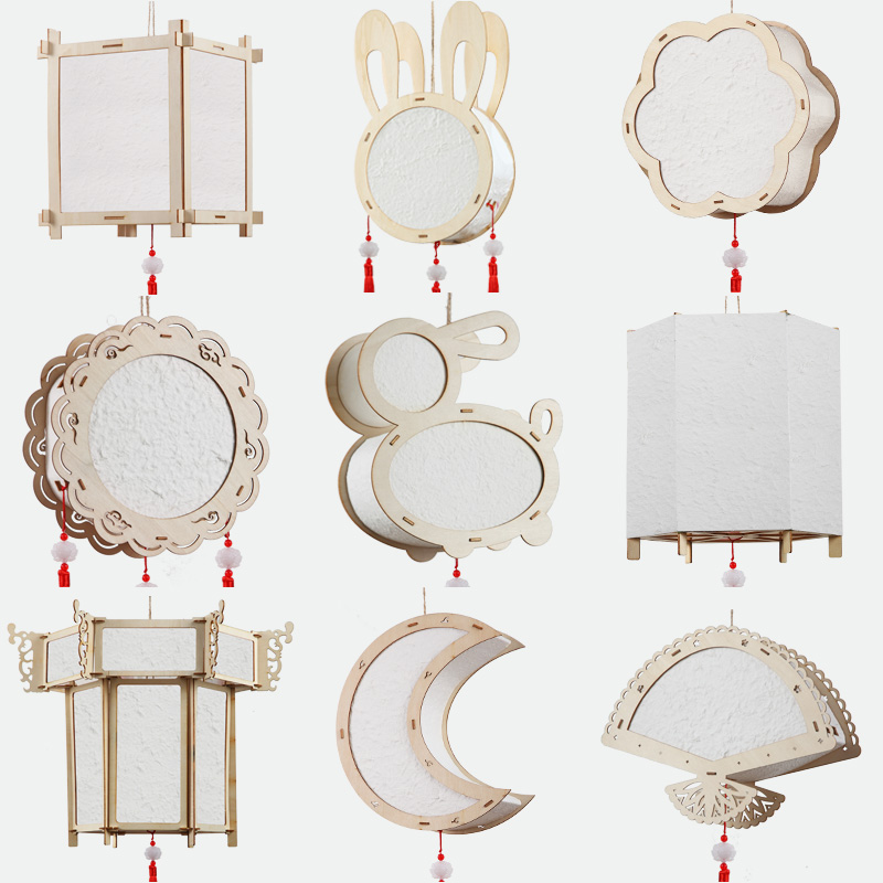 Lantern Festival Creative Hand-painted Lantern Diy Hand Painting Flowers Light Material Bag Children's Hand Shine Making Palace Lantern-Taobao