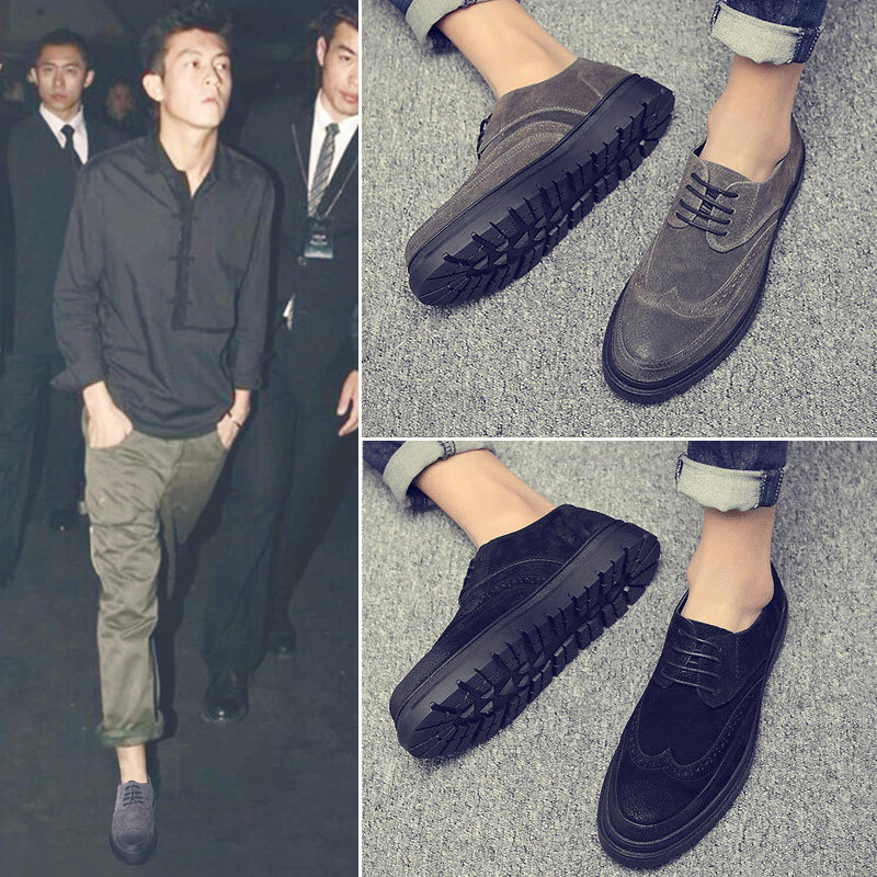 Tide brand men's leather shoes summer 2022 new casual shoes Korean version trend British all-match height-enhancing leather shoes men's shoes