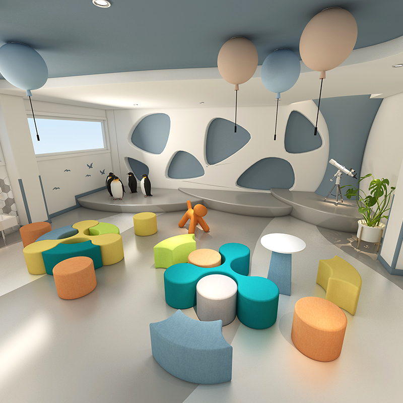 Training Institution Early Education Center Creative Kindergarten Painting Room Crow Hall Leisure arched Office sofa Portfolio