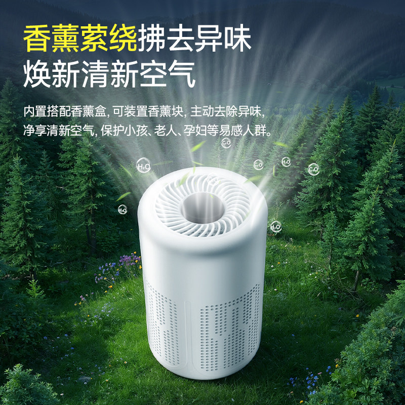 Desktop Air Purifier Removes Formaldehyde, Small Office Smoke Purifier, Pet Deodorizer, Sterilization and Disinfection