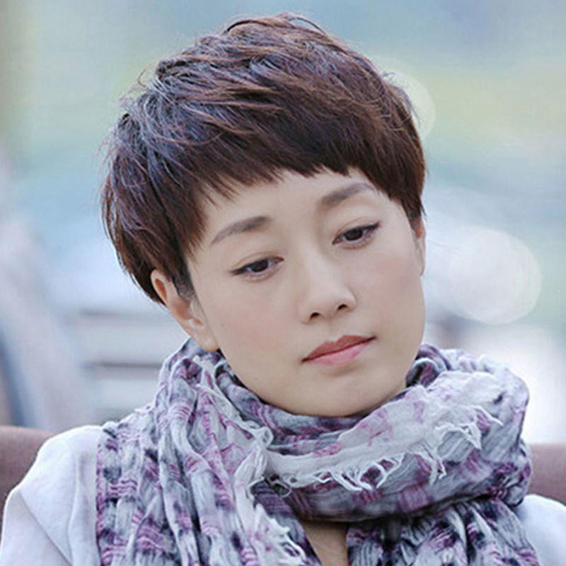 Fake haired woman short hair mother hair real hair full real hair imitation human full head cover ma Yili middle-aged and elderly mother hair