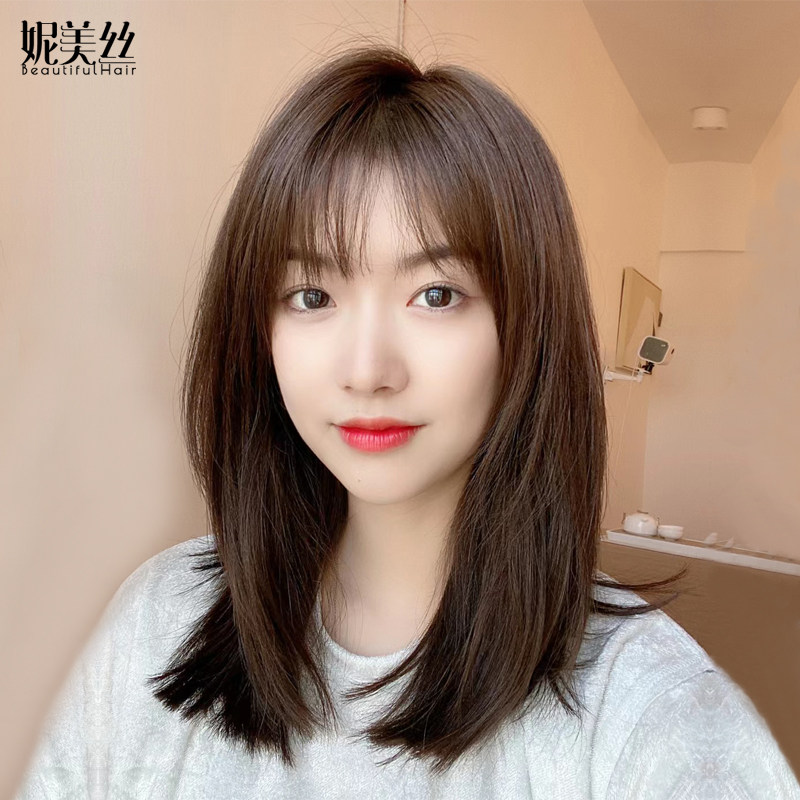 Wig female long hair real hair full real hair full hood 2021 fashion new bald head suitable for round face hairstyle