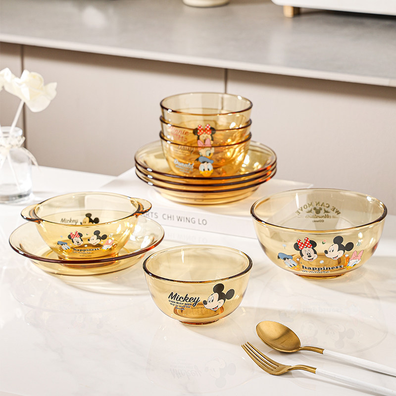 Disney Maple Sugar Story Light Luxury Amber High-Temperature Resistant Glass Tableware High Borosilicate Material Bowl and Plate Dinnerware Set Disney Maple Sugar Story Light Luxury Amber High-Temperature Resistant Glass Tableware High Borosilicate Material Bowl and Plate Dinnerware Set