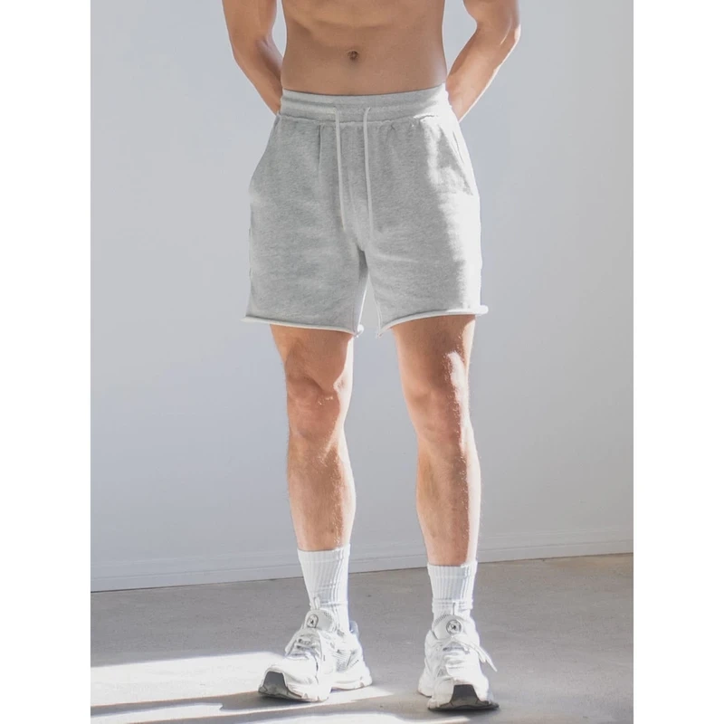 American-Style Sports Shorts for Men, Summer Loose Fit, Squat-Friendly, Basketball, Running, Training, Gym Mid-Length Shorts, Raw Edge, Simple Shorts for Men