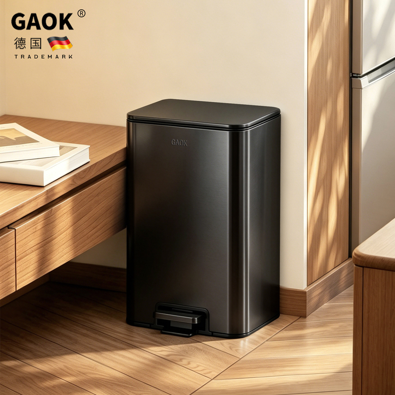 Gaok Foot-Operated Kitchen Trash Can, Large Household Trash Bin for Living Room, Foot Pedal Sanitary Bin, New Model, High Aesthetic Value, Retro Style Gaok Foot-Operated Kitchen Trash Can, Large Household Trash Bin for Living Room, Foot Pedal Sanitary Bin, New Model, High Aesthetic Value, Retro Style
