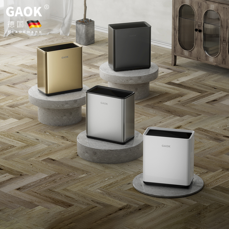 Gaok Household Bathroom Trash Can, Gap-Free, Lidless, Rectangular, for Toilet, Small Kitchen, Countertop, Low Desktop, Sanitary Bin