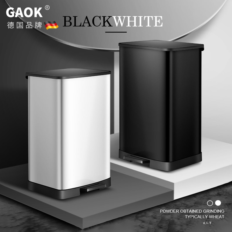 Stainless steel kitchen foot pedal bathroom trash can toilet household sanitary bucket foot pedal with cover living room light luxury