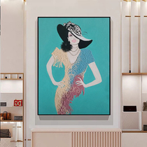 Fashion Beauties Hand-painted Oil Painting Abstract Characters Bedside Painting Clothing Shop Cloakroom Beauty Salon Hangguan Hung Painting Vertical
