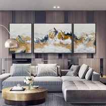 Modern light luxury living room hand-painted oil painting simple sofa background wall triple decorative painting landscape Jinshan porch hanging painting