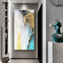 Modern light luxury gold foil abstract oil painting entrance entrance to the entrance corridor vertical hand painting large landing gold decorative painting